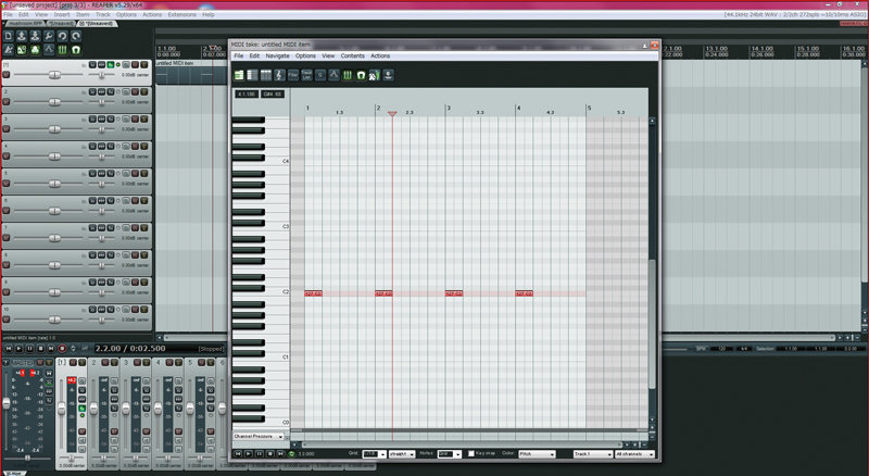 ReaperのMIDIエディター